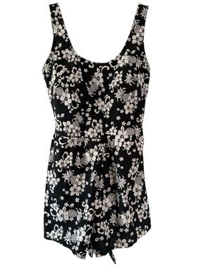 Blair Black and White Floral Swim Romper NWT